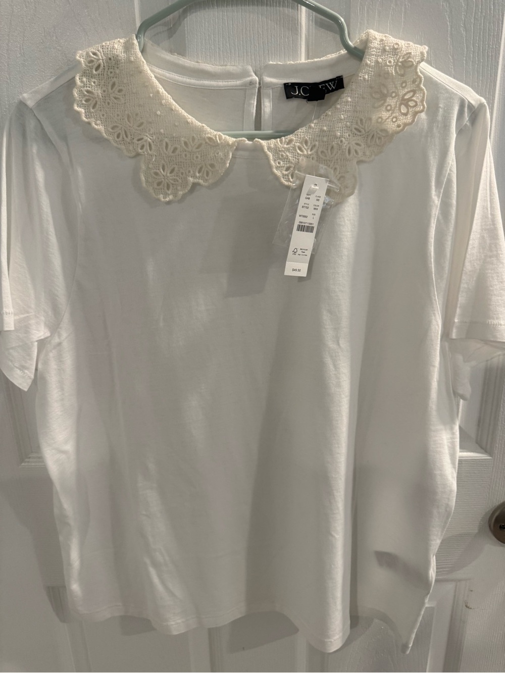 J. Crew Cream Lace Peter Pan Collar Tee